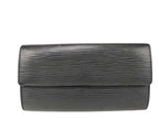 Louis Vuitton Wallet Porte Monnaie Credit Black Epi Bifold Gold