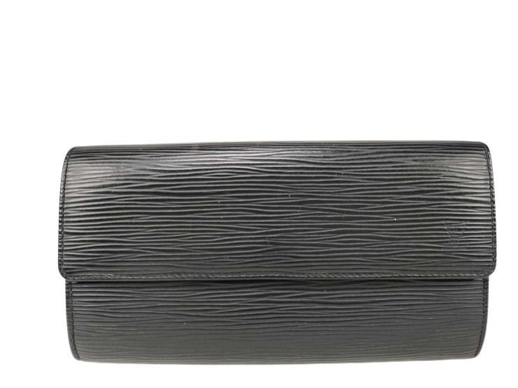 Louis Vuitton Wallet Porte Monnaie Credit Black Epi Bifold Gold
