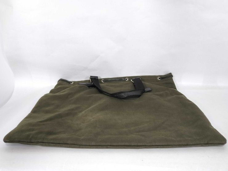 Saint Laurent Tote Bag Rive Gauche Khaki Brown Canvas Leather — view 3