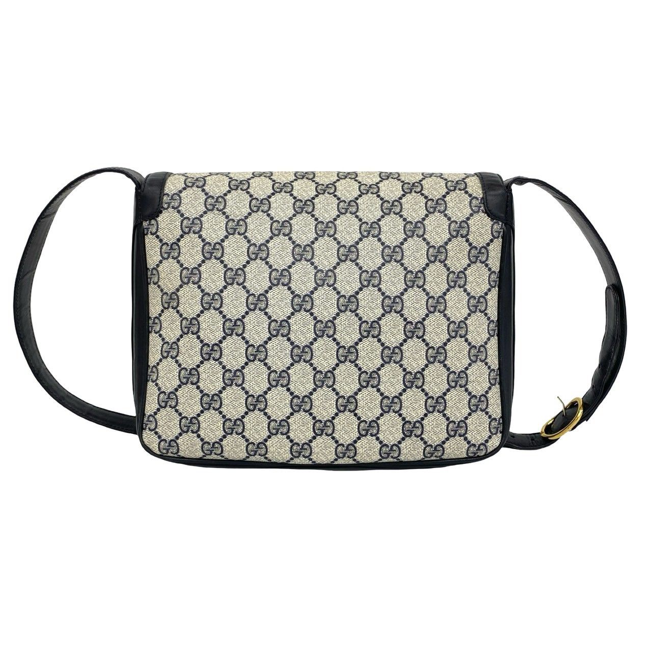 Gucci Vintage GG Logo Pattern Leather Shoulder Bag Pochette Navy — view 3