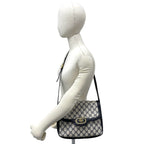 Gucci Vintage GG Logo Pattern Leather Shoulder Bag Pochette Navy — view 2
