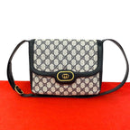 Gucci Vintage GG Logo Pattern Leather Shoulder Bag Pochette Navy