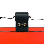 Gucci Horsebit Leather Mini Shoulder Bag Pochette Cross Black