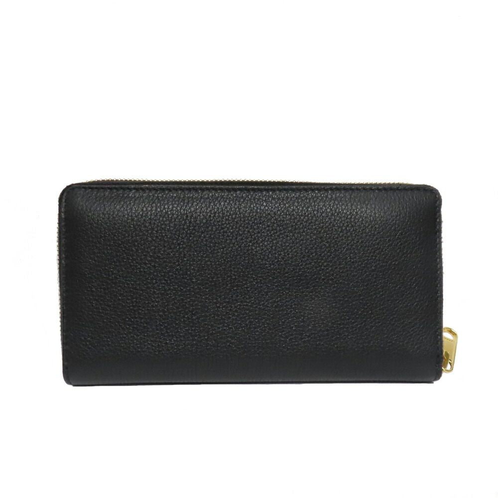 Gucci Logo Zip Around Wallet Black Gold Leather — view 4