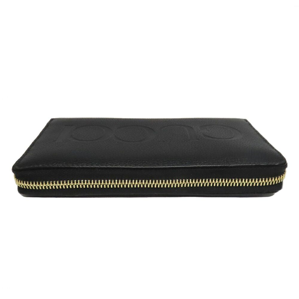 Gucci Logo Zip Around Wallet Black Gold Leather — view 6