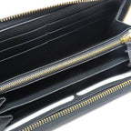Gucci Logo Zip Around Wallet Black Gold Leather — view 8