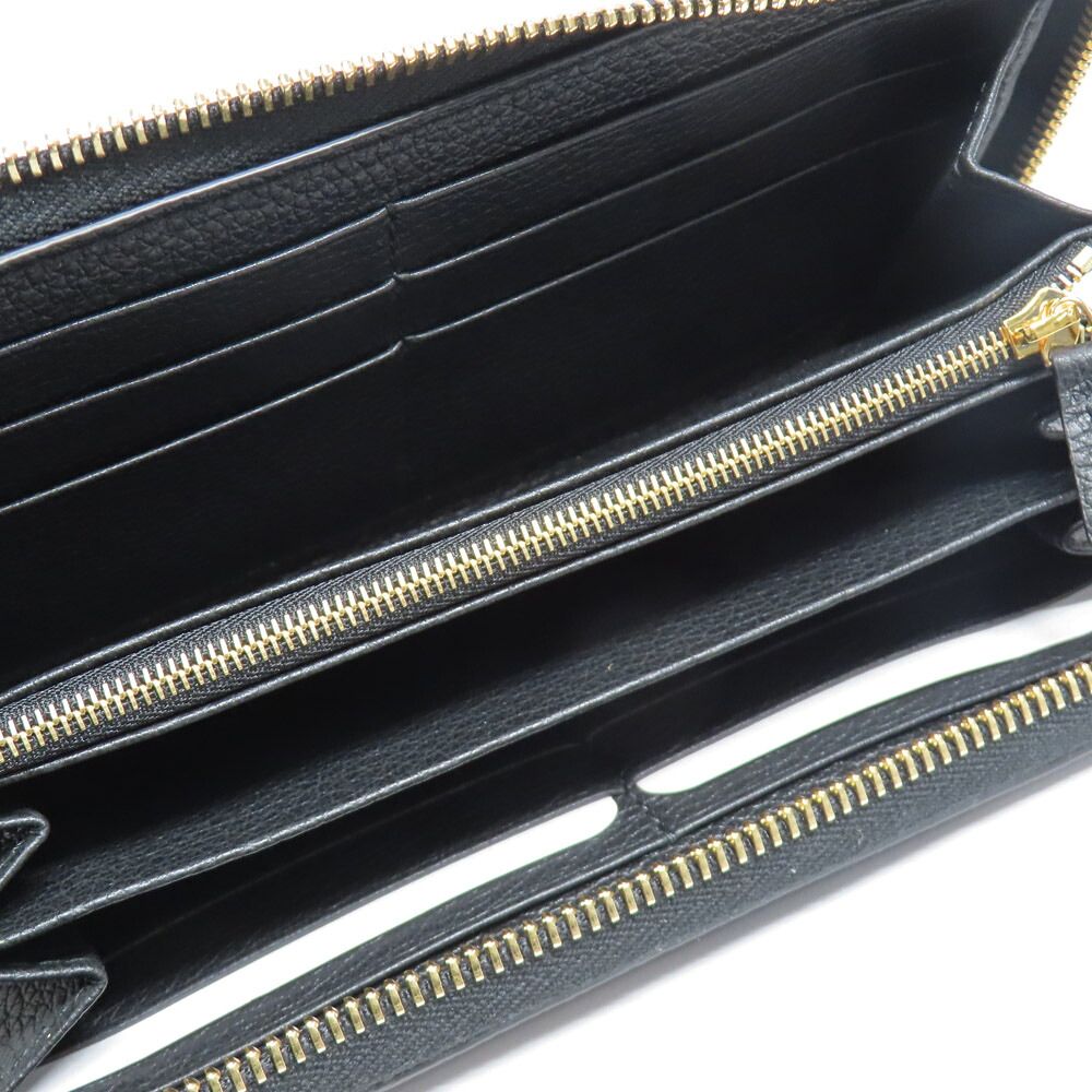 Gucci Logo Zip Around Wallet Black Gold Leather — view 8