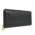 Gucci Logo Zip Around Wallet Black Gold Leather — view 3