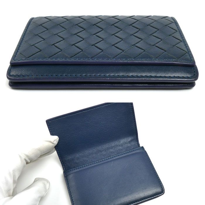 Bottega Veneta Intrecciato Card Case Navy — view 4
