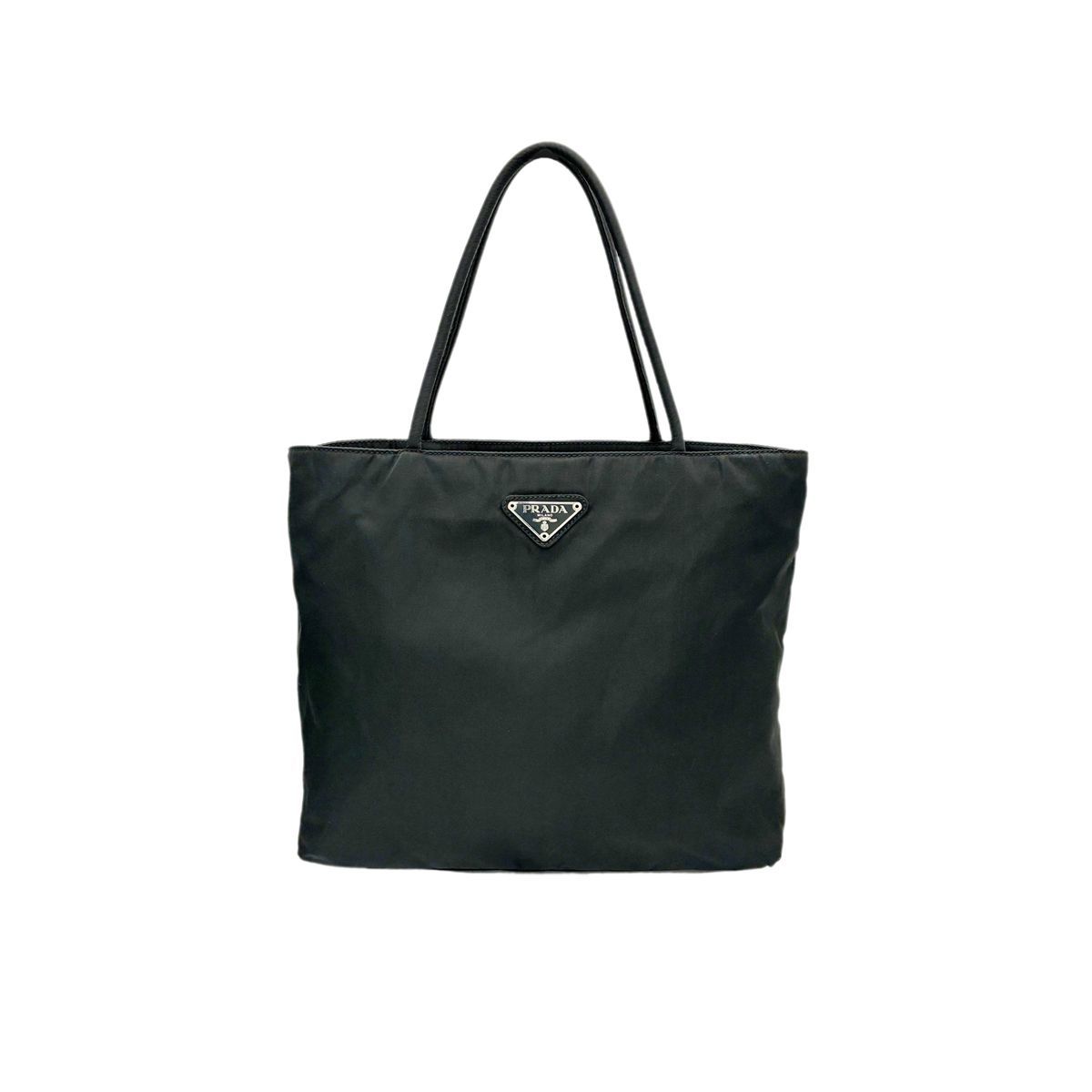Prada Handbag Black Tessuto Triangle Logo Tote