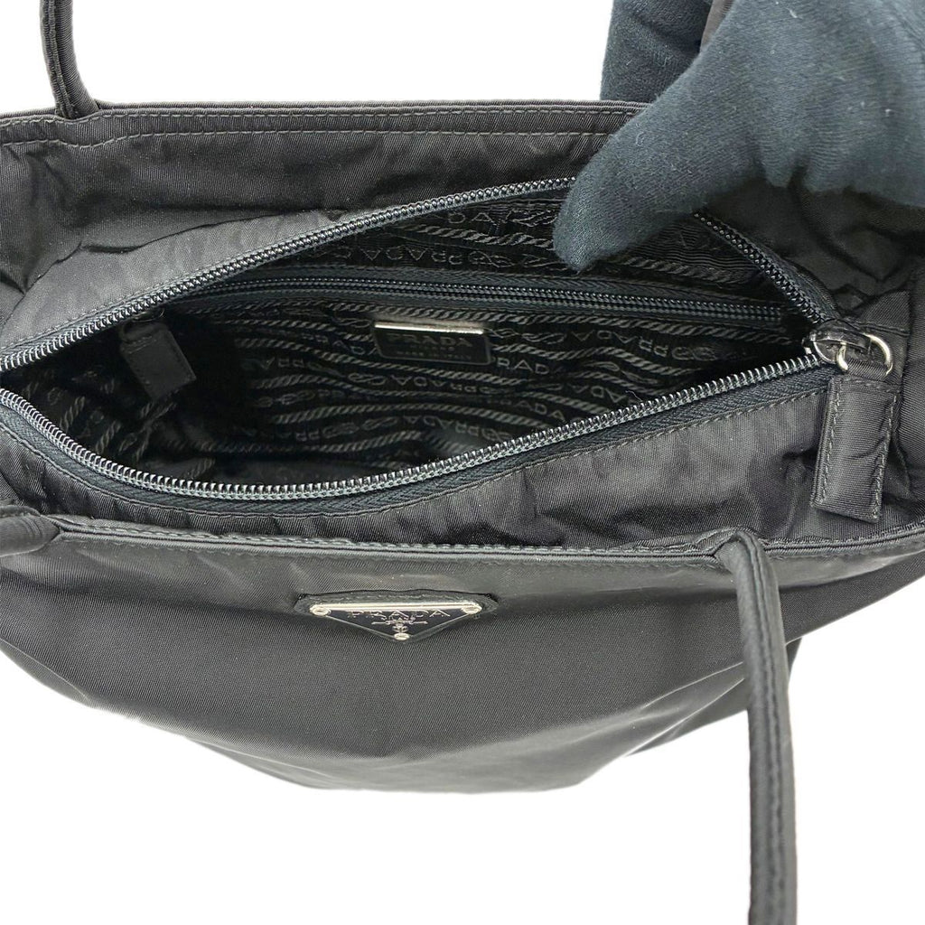 Prada Handbag Black Tessuto Triangle Logo Tote — view 7