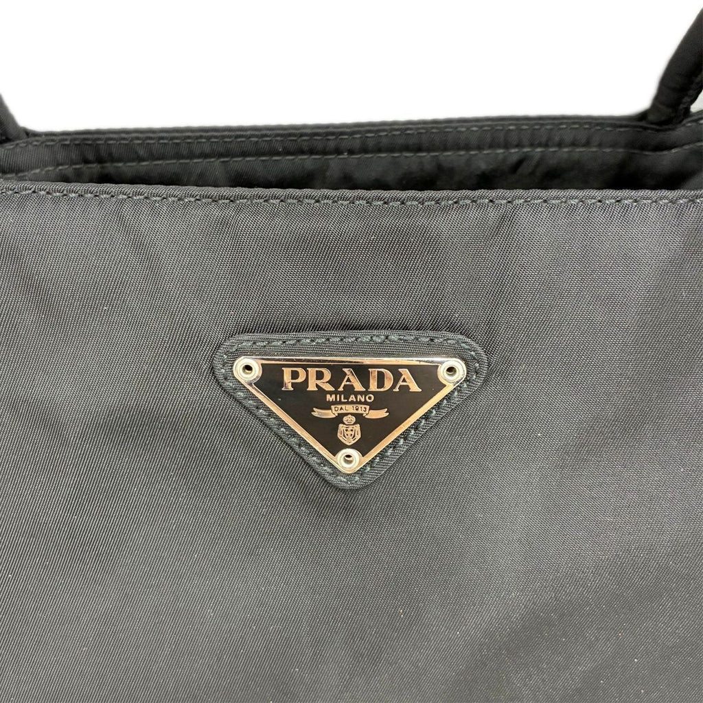 Prada Handbag Black Tessuto Triangle Logo Tote — view 2