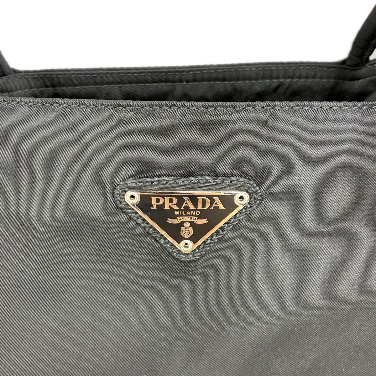 Prada Handbag Black Tessuto Triangle Logo Tote — view 2