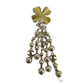 Chanel Brooch CC Logo Clover Faux Pearl Chain Fringe Gold Color