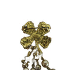 Chanel Brooch CC Logo Clover Faux Pearl Chain Fringe Gold Color — view 6