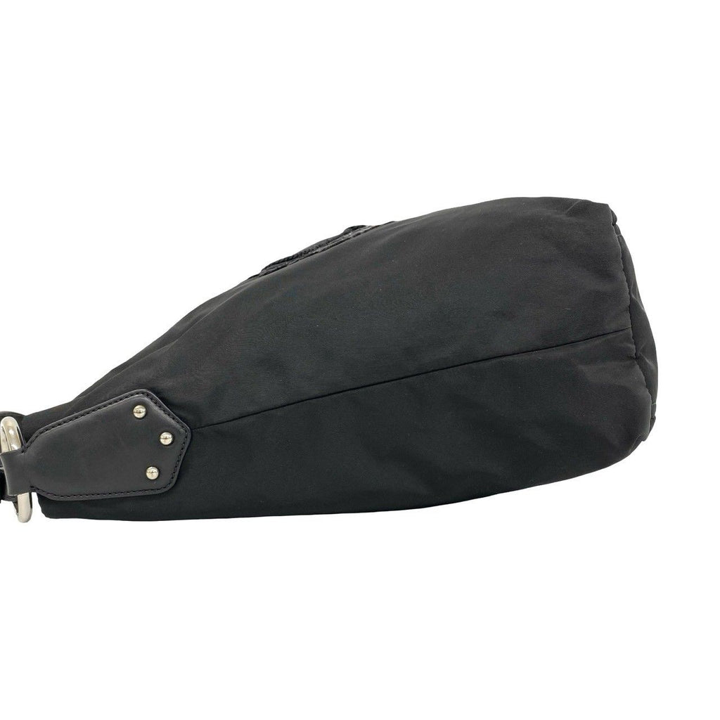 Prada Logo Nylon Leather Shoulder Bag Tote Black — view 5