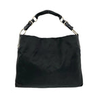 Prada Logo Nylon Leather Shoulder Bag Tote Black — view 3