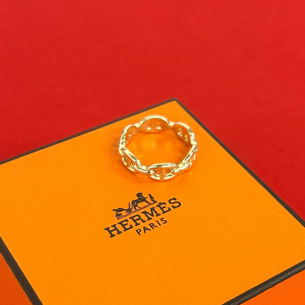 Hermes Chaine D'ancre Enchainee PM Ring 18k Pink Gold