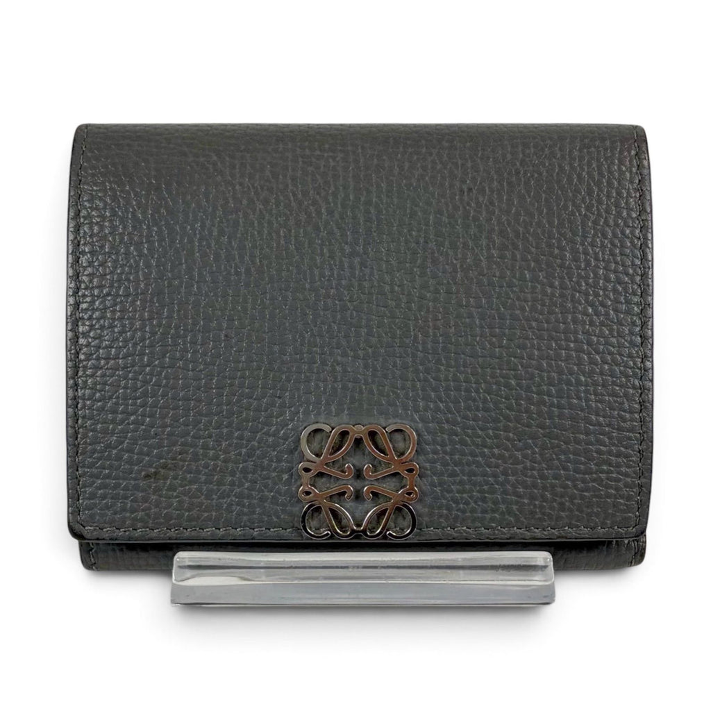 Loewe Anagram Wallet Trifold Vertical Compact Silver Gray — view 3