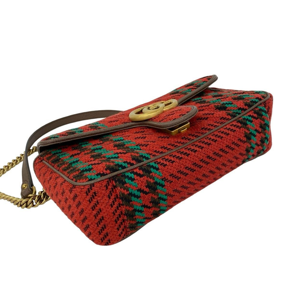 Gucci GG Marmont Logo Tweed Leather Shoulder Bag Semi — view 7