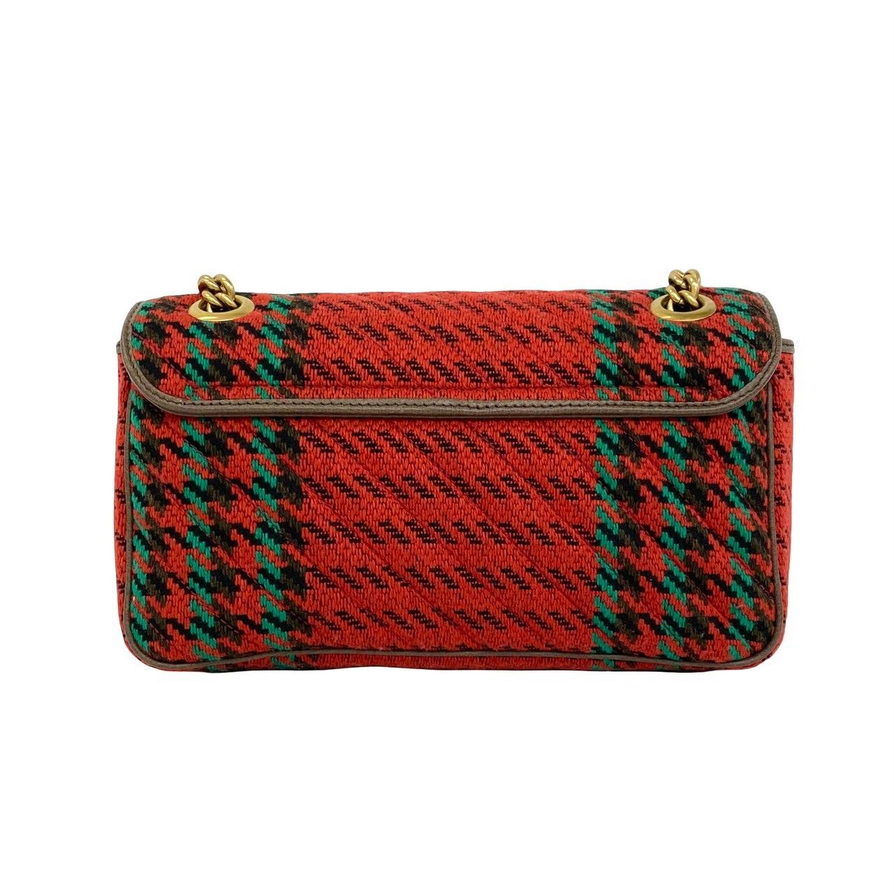 Gucci GG Marmont Logo Tweed Leather Shoulder Bag Semi — view 3