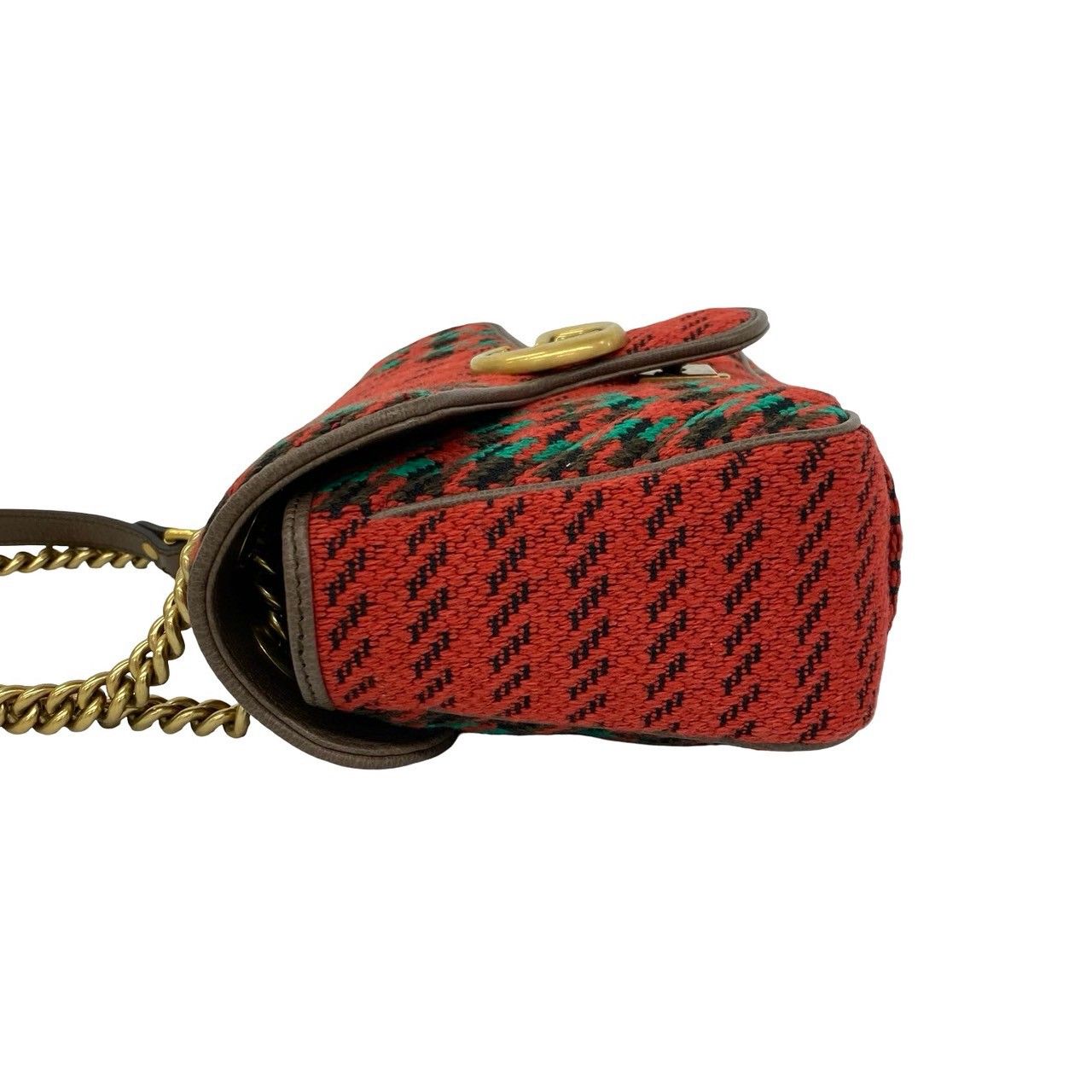 Gucci GG Marmont Logo Tweed Leather Shoulder Bag Semi — view 5