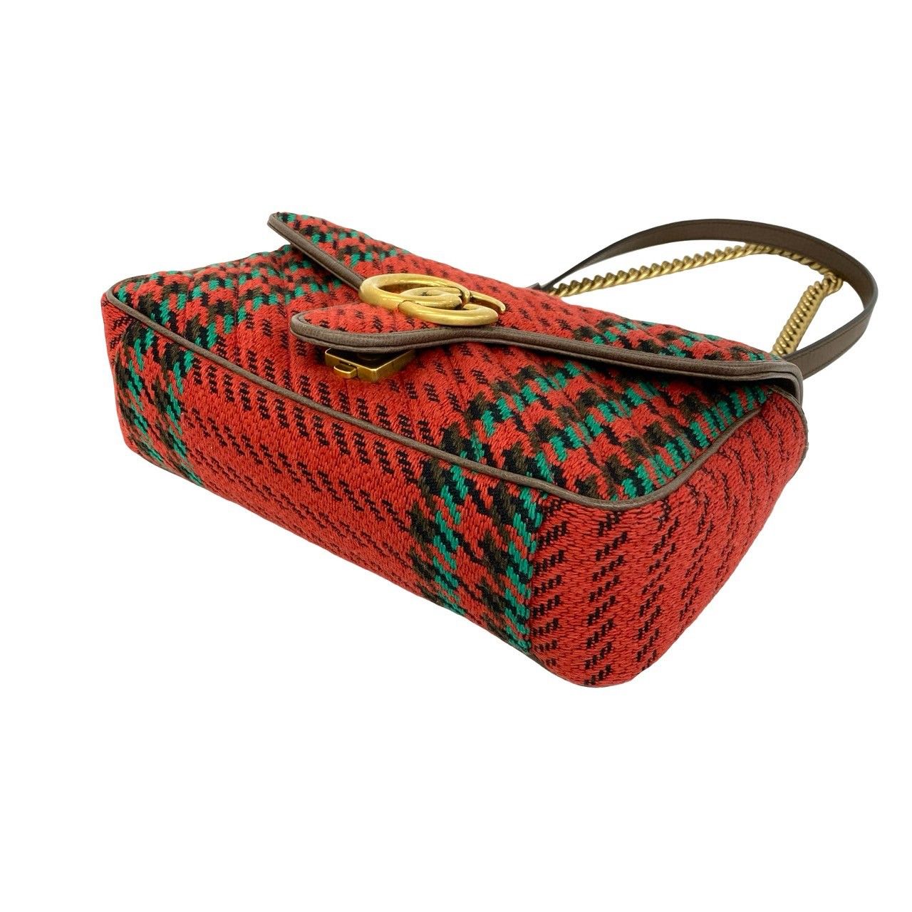 Gucci GG Marmont Logo Tweed Leather Shoulder Bag Semi — view 8
