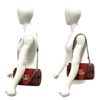 Gucci GG Marmont Logo Tweed Leather Shoulder Bag Semi — view 2