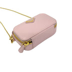 Prada Triangle Mini Pouch Logo Saffiano Leather Shoulder Bag Pochette Pink — view 7