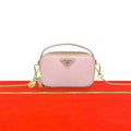 Prada Triangle Mini Pouch Logo Saffiano Leather Shoulder Bag Pochette Pink
