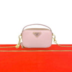 Prada Triangle Mini Pouch Logo Saffiano Leather Shoulder Bag Pochette Pink