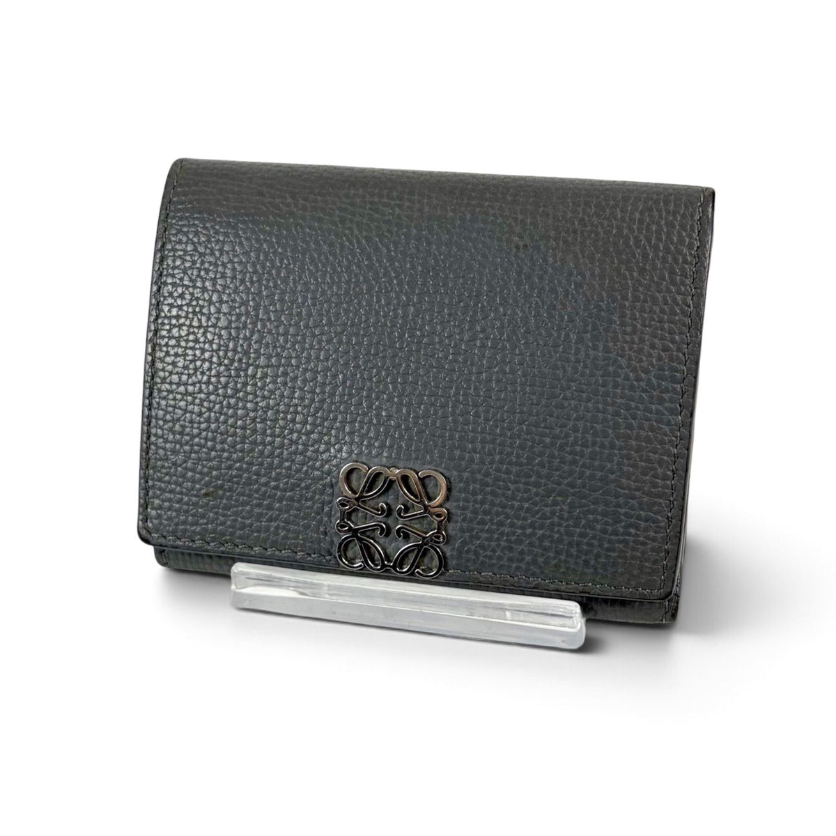 Loewe Anagram Wallet Trifold Vertical Compact Silver Gray — view 2