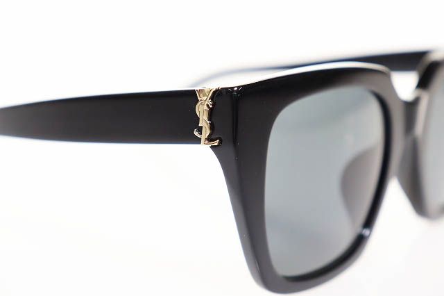 Saint Laurent Paris Cat Eye Square Sunglasses 52 Black Gold Cassandra Logo — view 4