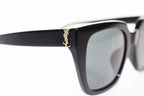 Saint Laurent Paris Cat Eye Square Sunglasses 52 Black Gold Cassandra Logo — view 4