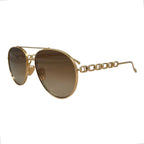 Louis Vuitton Sunglasses My LV Chain Pilot Monogram Flower LV Logo Gold Eyewear