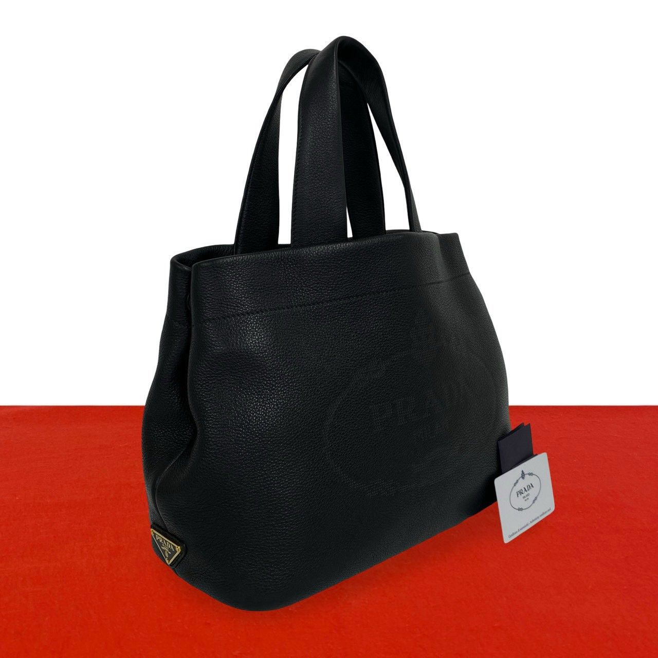 Prada Perforated Leather Handbag Mini Tote Black