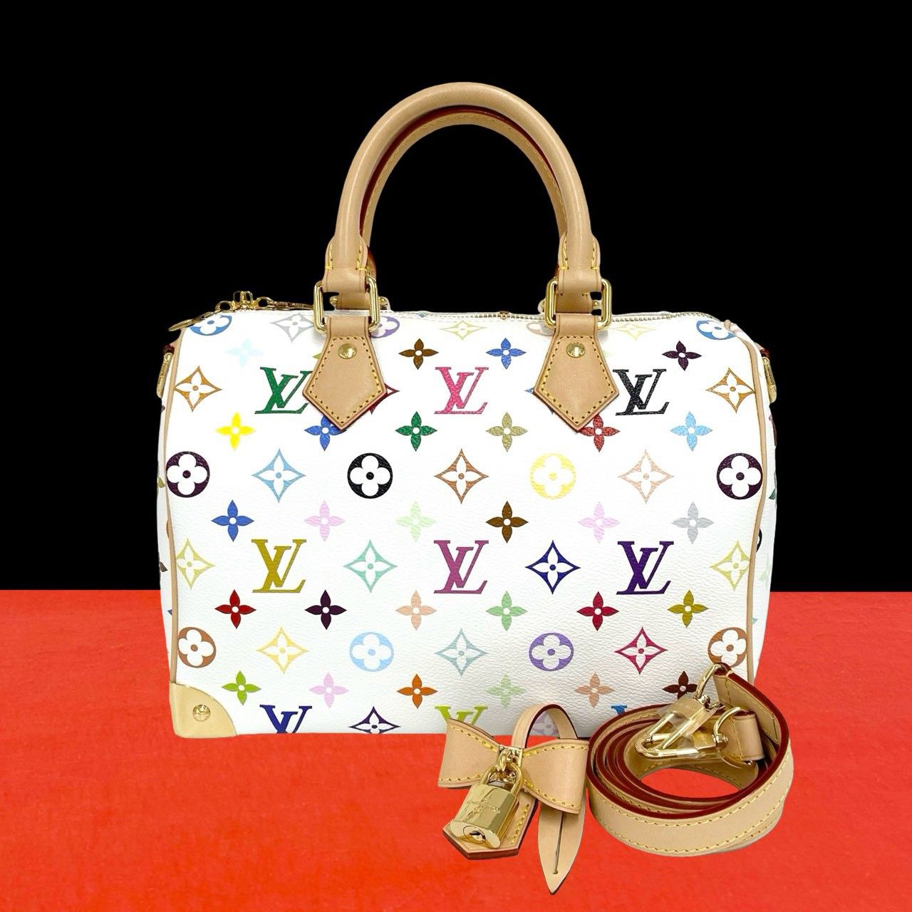 Louis Vuitton Speedy 25 Monogram Multicolor Takashi Murakami Leather 2-Way