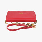 Prada Metal Wallet on Chain Cornflower Clutch Red Saffiano Leather — view 8