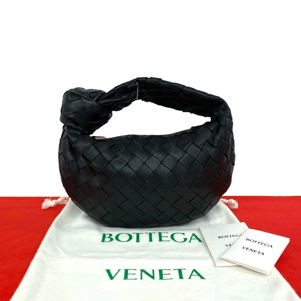 Bottega Veneta Mini Jodie Intrecciato Leather Handbag Black