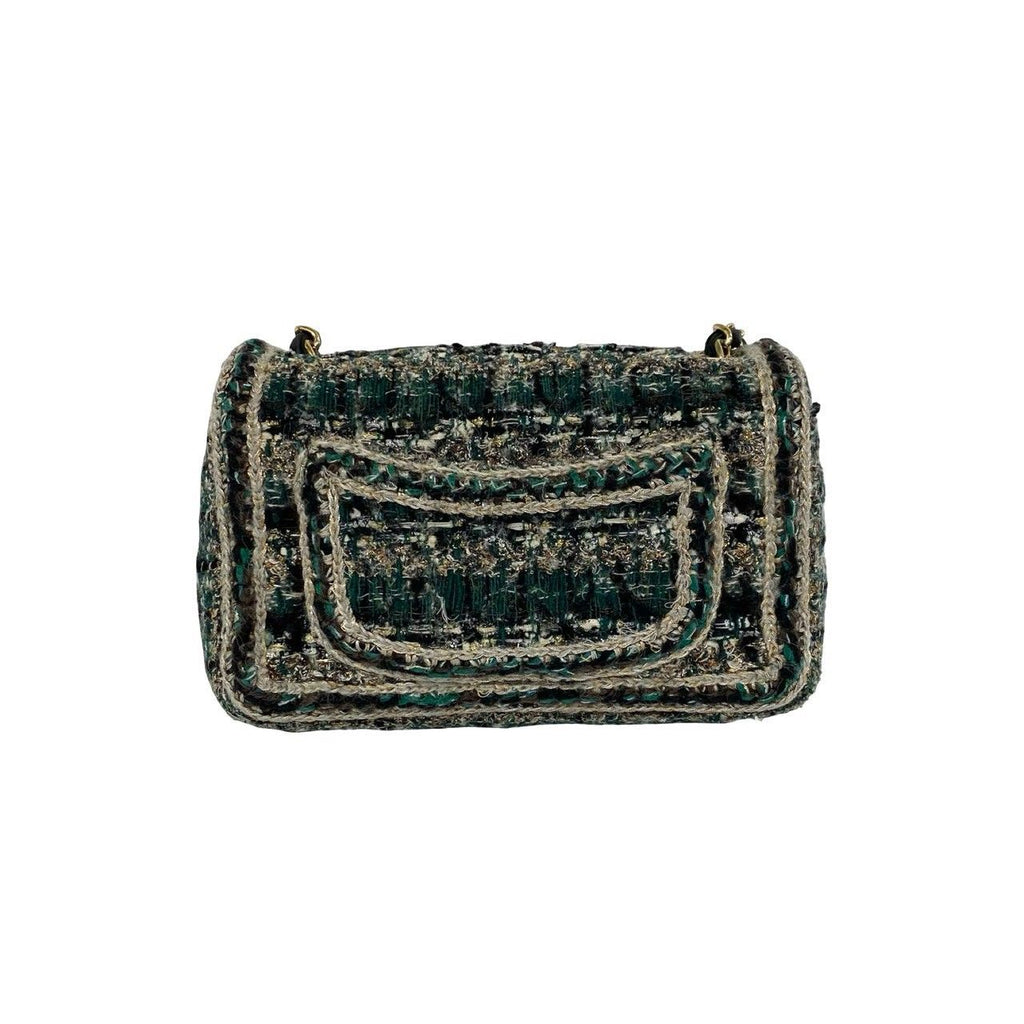 Chanel CC Logo Tweed Leather Chain Shoulder Bag Multicolor — view 3