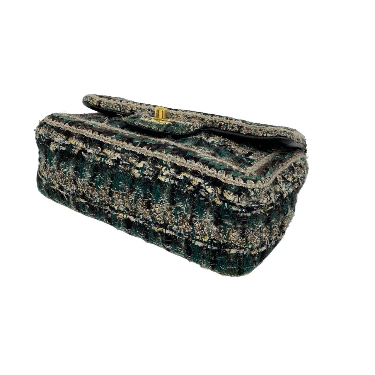 Chanel CC Logo Tweed Leather Chain Shoulder Bag Multicolor — view 8