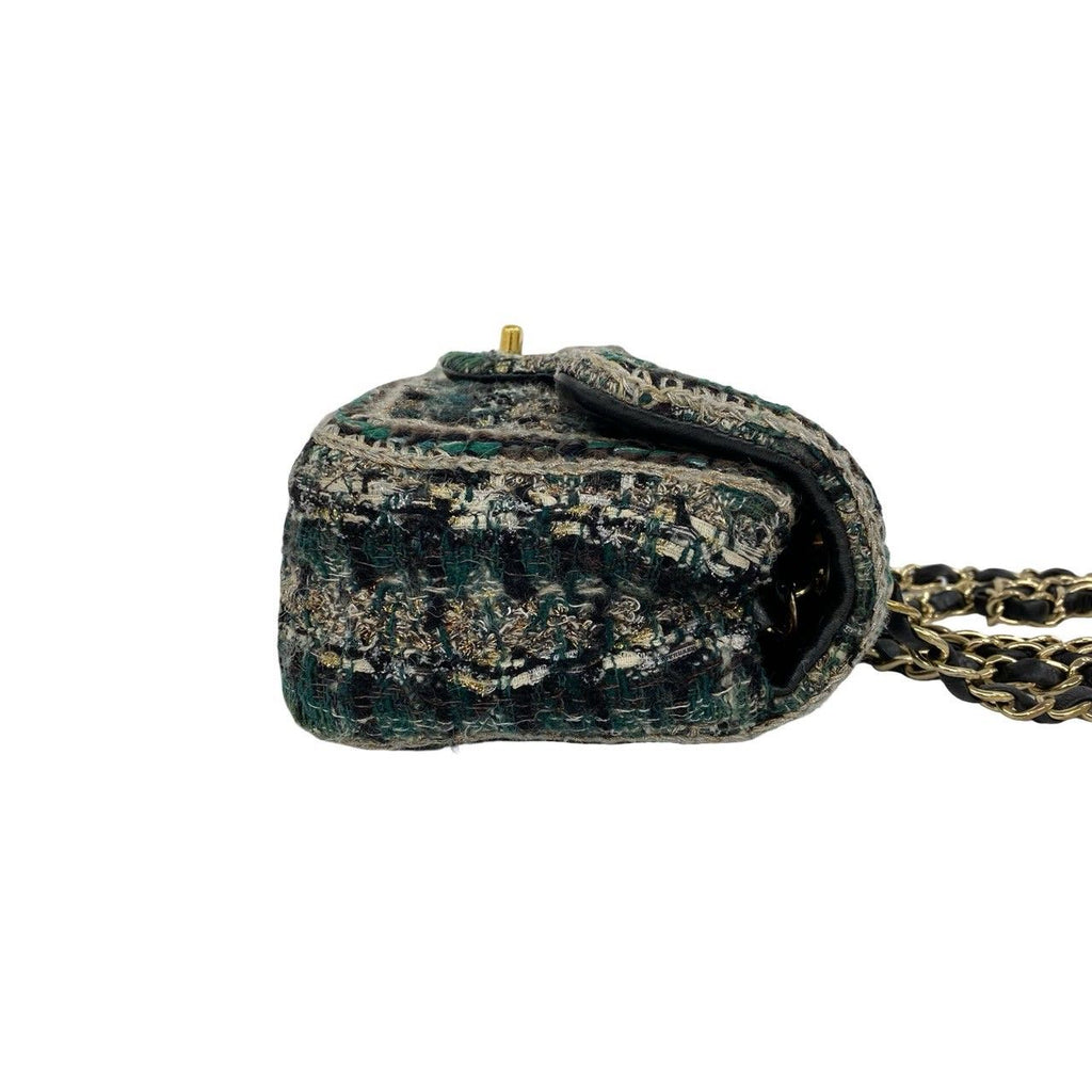 Chanel CC Logo Tweed Leather Chain Shoulder Bag Multicolor — view 6