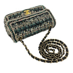 Chanel CC Logo Tweed Leather Chain Shoulder Bag Multicolor — view 4