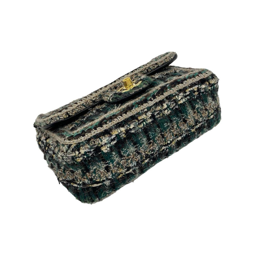 Chanel CC Logo Tweed Leather Chain Shoulder Bag Multicolor — view 7