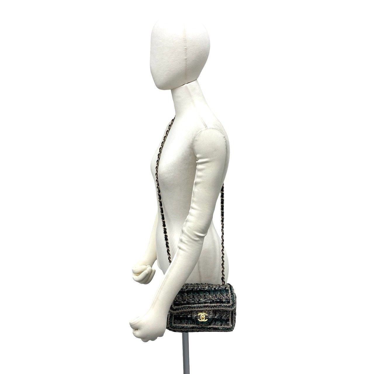 Chanel CC Logo Tweed Leather Chain Shoulder Bag Multicolor — view 2