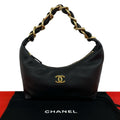 Chanel Hobo CC Logo Leather Shoulder Bag Black