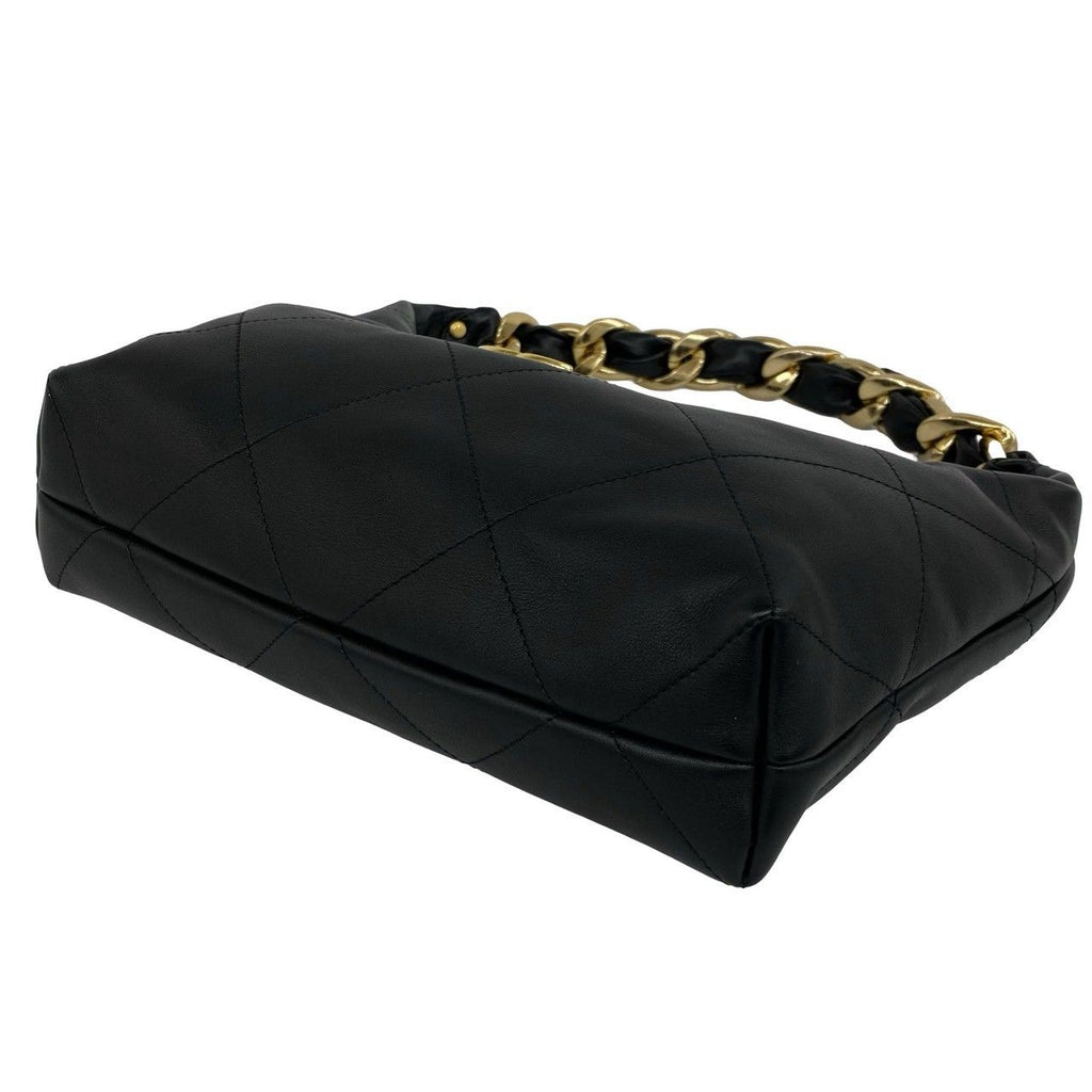 Chanel Hobo CC Logo Leather Shoulder Bag Black — view 8