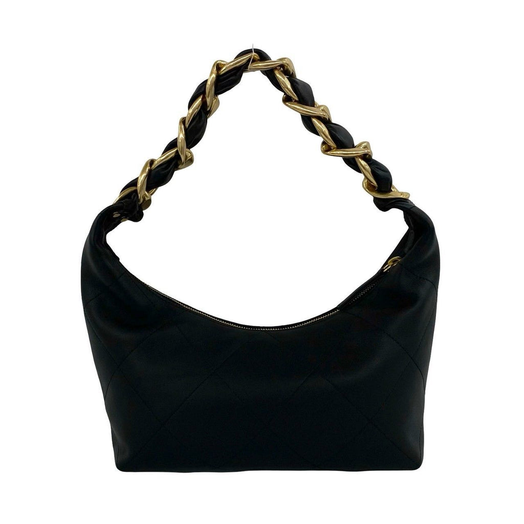 Chanel Hobo CC Logo Leather Shoulder Bag Black — view 3
