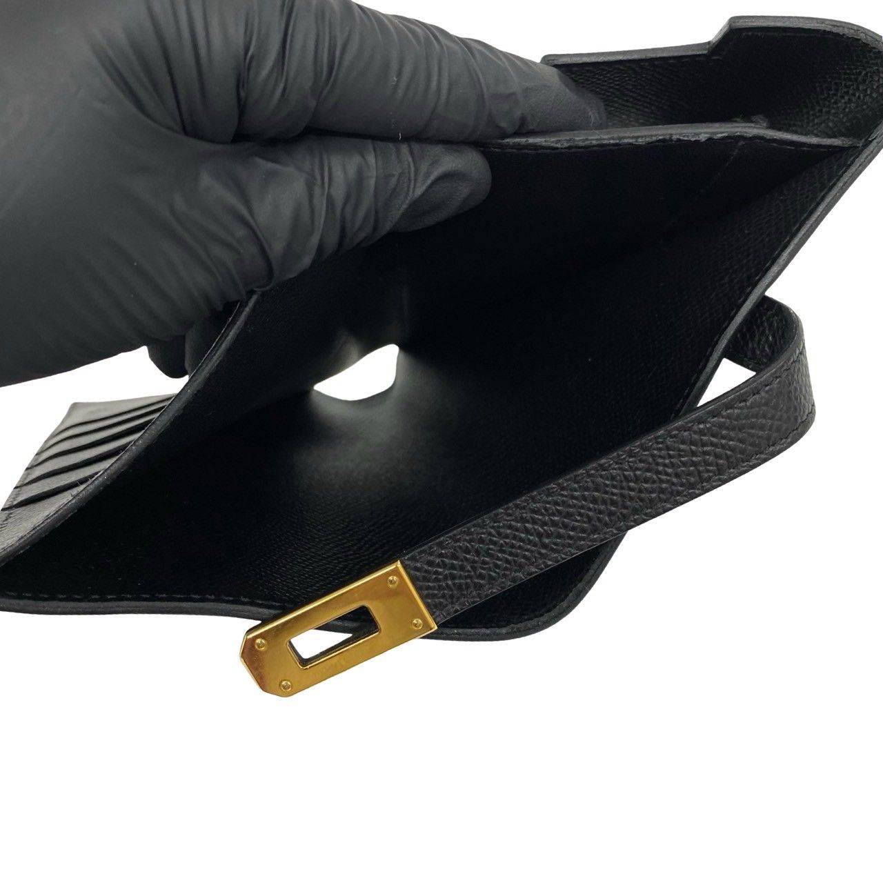 Hermes Kelly Wallet Medium Veau Epsom Trifold Black — view 8