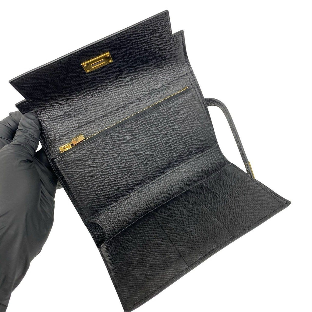 Hermes Kelly Wallet Medium Veau Epsom Trifold Black — view 7